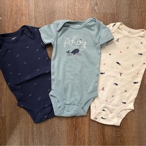 Carter's Nautical Bodysuits - Navy, Light Blue, White
